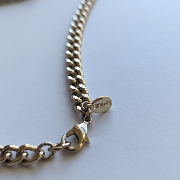 Express Tan Sliced Agate Large Stone Necklace Thick Gold Tone Chain Gold Edging - Picture 6 of 10